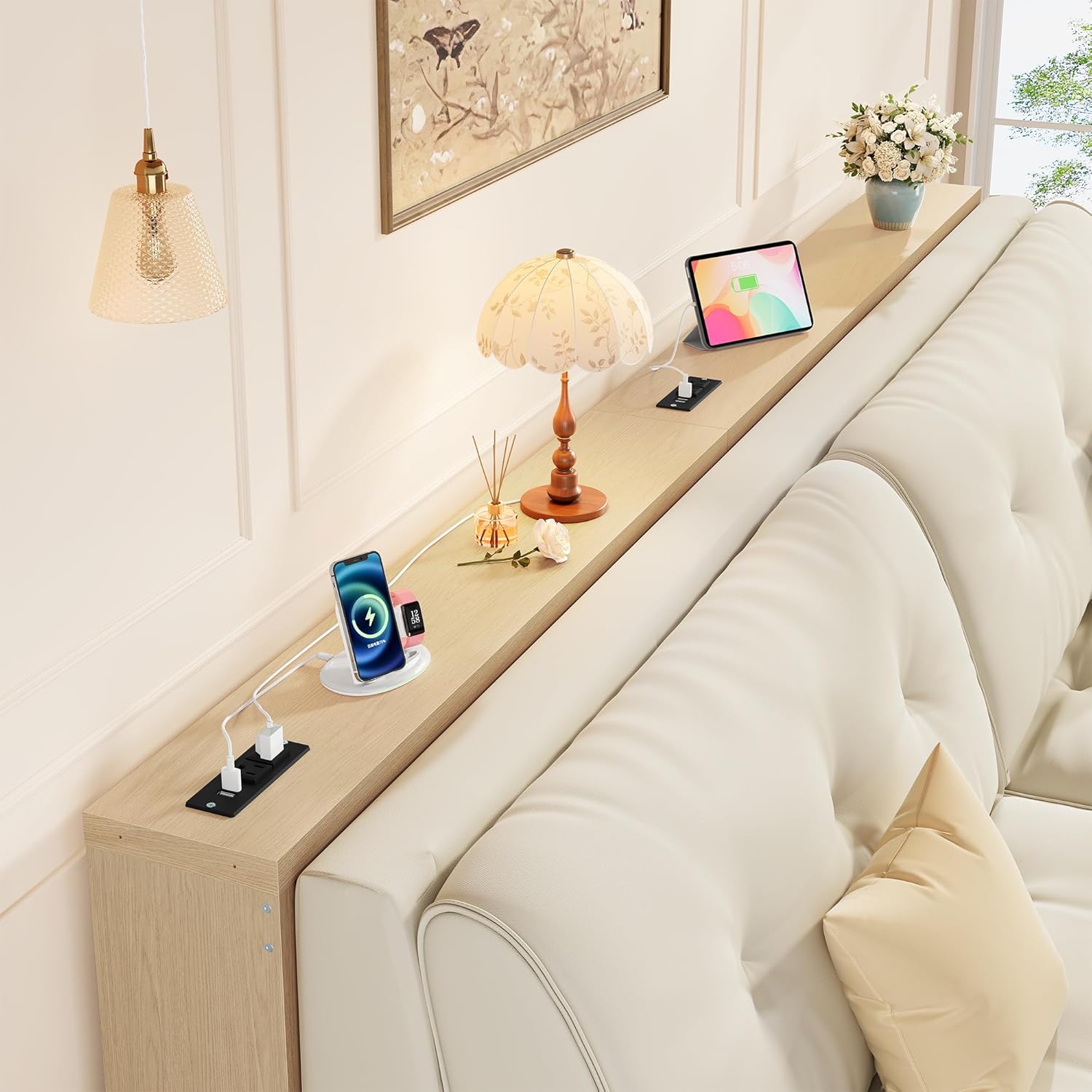 FAVOOSTY 78.8" Sofa Tables Narrow Long Console Table Behind Sofa for Living Room Hallway Entryway Entry Accent Table with Storage for Entrance Small Space, Natural
