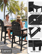 YEFU Tall Adirondack Chairs Set of 2: Oversize Balcony Adirondack Chairs Set - Outdoor Bar Height Barstools Widened Chair with Wood Grain - Weather Resistant for Deck Backyard Yard Poolside Pool