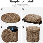AmasSmile Storage Ottoman Folding Foot Rest Stool, 14x14x13 inch Small Velvet Footstool Bench, Short Ottoman Bench, Storage Foot Rest Store, Blanket Chest, Leopard Print