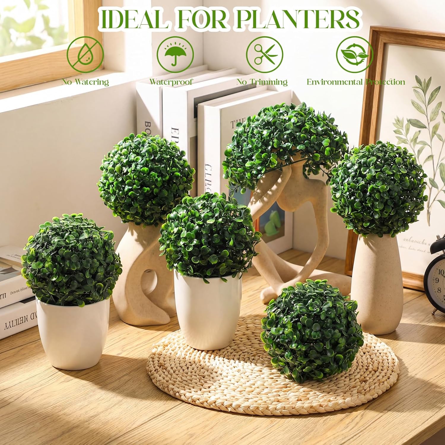 12 Pack Artificial Boxwood Topiary Balls Bulk for Indoor, 5 Inch Small Faux Topiary Plant Fake Hang Decorative Round Greenery Balls for Home Bookshelf Office Table Desk Weeding