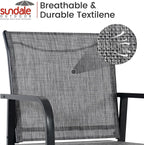 Sundale Outdoor Metal Bar Stool Set of 2, Counter Height Patio Pub Chair with Back, Quick Dry Breathable Sling Tall Barstool for Deck Balcony, Steel - Gray