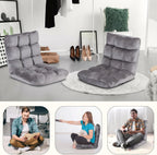 Nouva Adjustable Floor Chair 14-Position Sofa Bed Foldable Cushion Video Gaming Chairs Bean Bag Chair Reading Seating for Adults Kids Teens for Bedroom Living Room Indoor Use,Grey