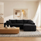95" L-Shaped Cloud Sectional Couch, Right Facing Modular Compressed Boneless Sectional Sofa with Chaise Lounge, Plush Corduroy Boneless Corner Sofa for Living Room