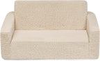 Delta Children Cozee Flip-Out Sherpa 2-in-1 Convertible Sofa to Lounger for Kids, Cream (Pack of 3)