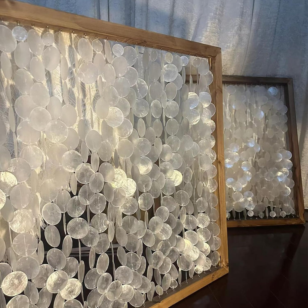 60 PCS Capiz Shells Round Natural Shells, 2 Inch White Round Capiz Shells with 2 Holes for Wind Chimes Curtain Shell Garland DIY Craft Wedding Home Decor