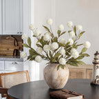 Juxdp 6 PCS Artificial Pompon Mum Branches for Vase - 27" Fake Silk Chrysanth Stems Look Real Faux Flowers for DIY Bouquet, Table Centerpieces, Farmhouse, Home Decor (Cream)