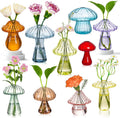 Mushroom Vase, Set of 10 Colored Flower Vase, Propagation Stations Vases, Small Bud Vases Home Decor Cute Glass Mushroom Planter for Room Office Decoration (10Pcs Colorful)