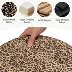 AmasSmile Storage Ottoman Folding Foot Rest Stool, 14x14x13 inch Small Velvet Footstool Bench, Short Ottoman Bench, Storage Foot Rest Store, Blanket Chest, Leopard Print