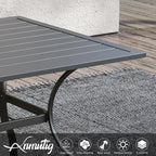 63"x38" Rectangle Outdoor Patio Dining Table with Umbrella Hole - 6 Person | 63" x 38" x 28" Rectangle Table, Slat Table Top, Black, Metal Top and Frame, 1.57"-1.9" Adjustable Umbrella Hole, All Weather