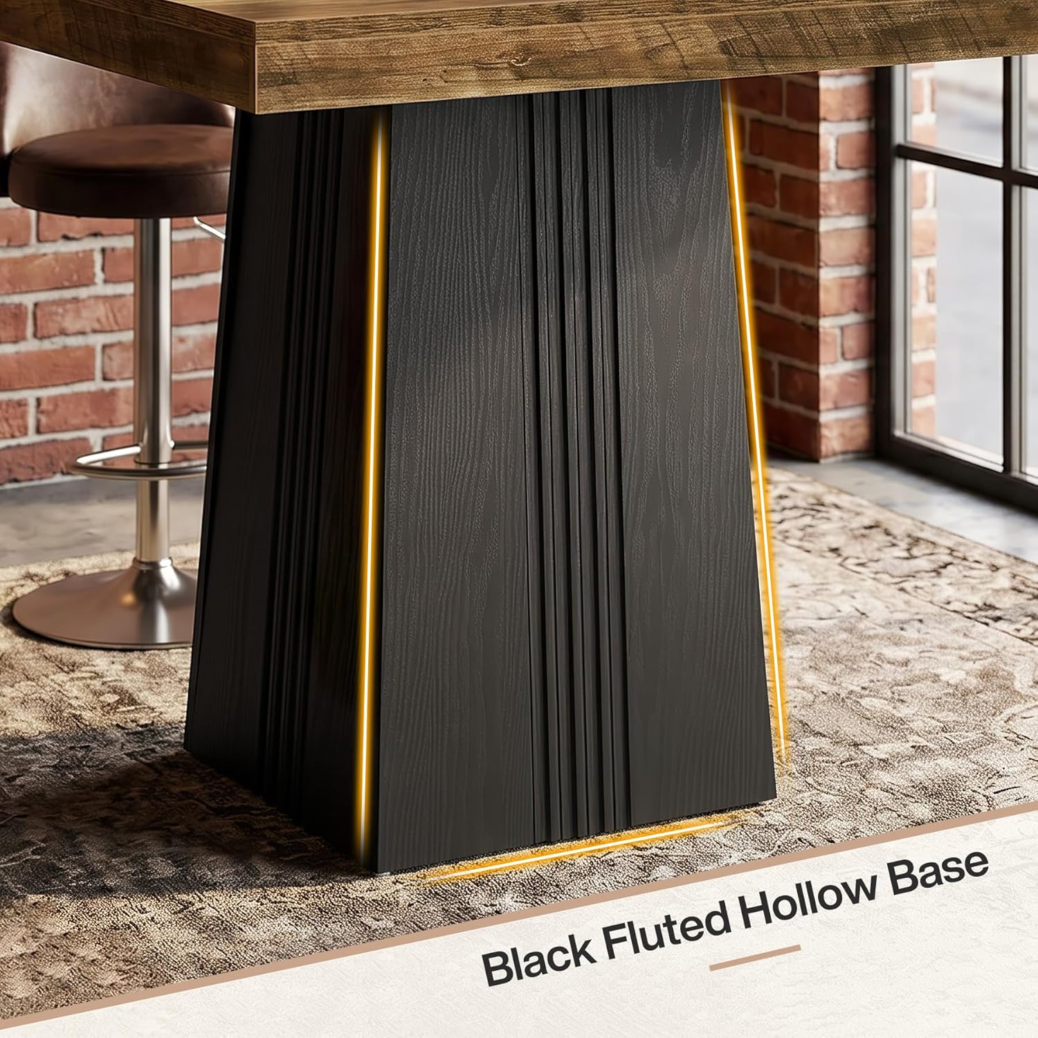 Tribesigns Square Bar Table, 35.4" H Bistro Pub Table with Fluted Hollow Base for Living Room Home Bar Cafe, Small Space (Only Table)