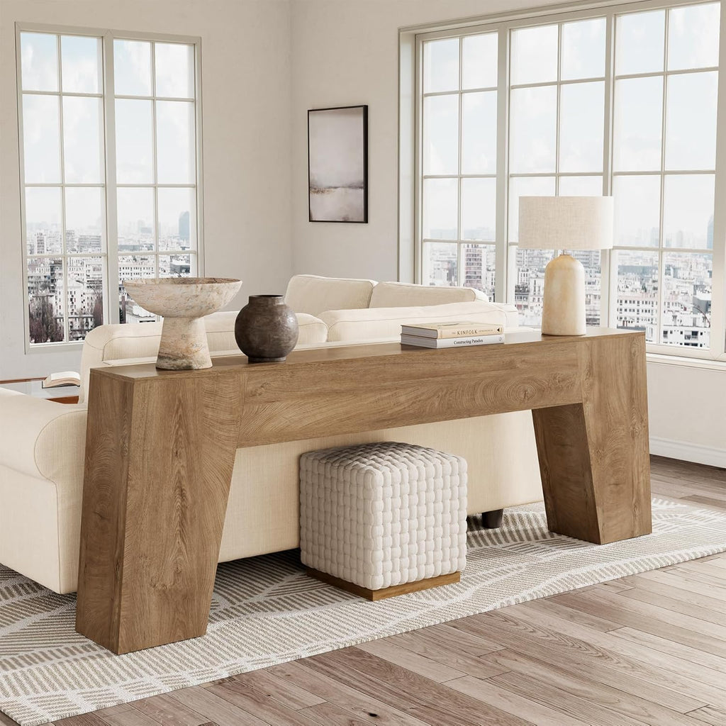 Epecoya Extra Long Sofa Console Table for Entryway, 78-Inch Large Farmhouse Wood Behind Couch Table, Modern Accent Entrance Table for Foyer Living Room Hallway Home, Natural Oak Brown