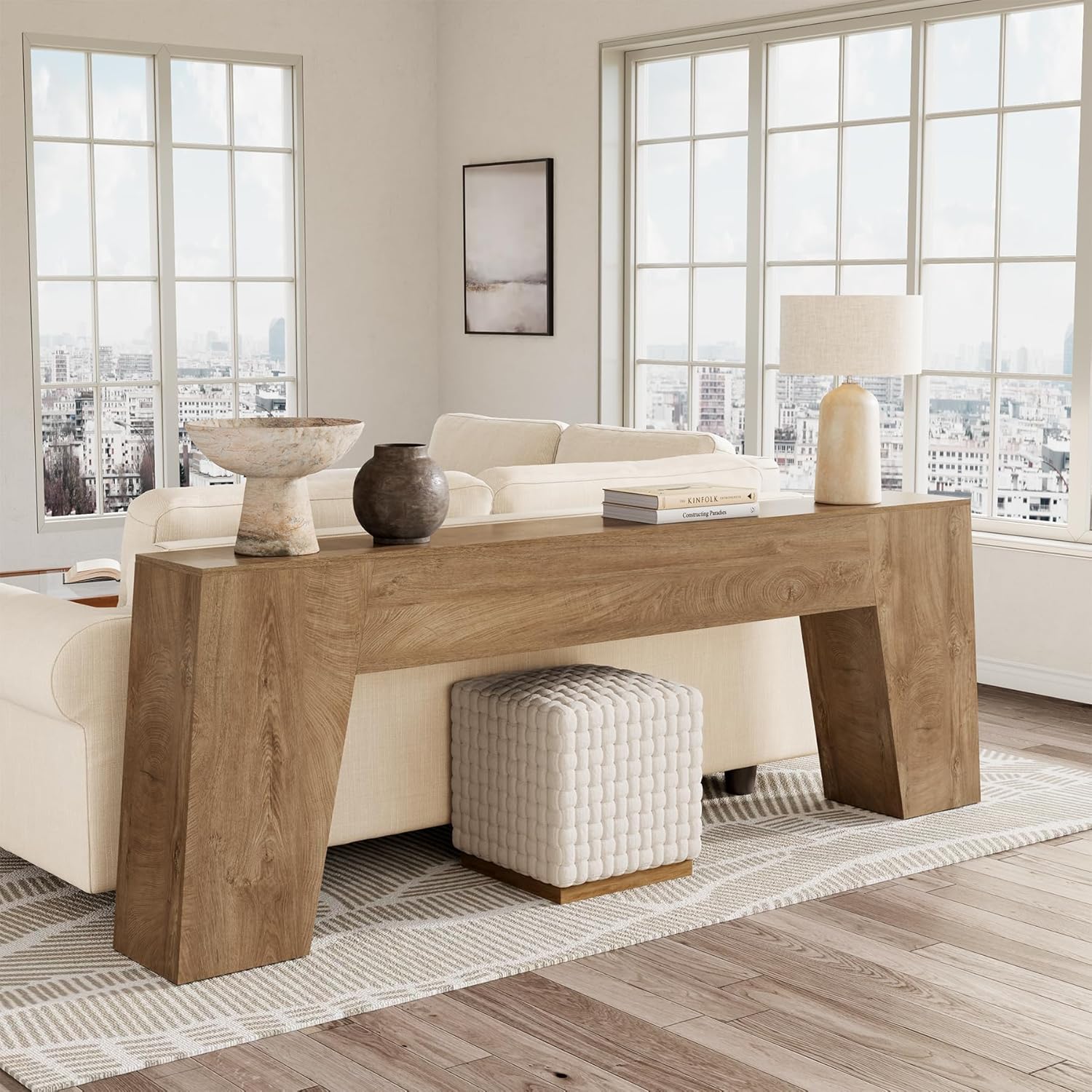 Epecoya Extra Long Sofa Console Table for Entryway, 78-Inch Large Farmhouse Wood Behind Couch Table, Modern Accent Entrance Table for Foyer Living Room Hallway Home, Natural Oak Brown