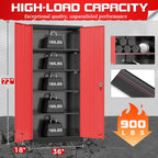 Bonusall 72" Metal Garage Storage Cabinet， Heavy-Duty Steel Cabinet with 2 Locking Doors & 5 Adjustable Shelves for Home