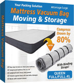 Storage Logic Foam Mattress Vacuum Bag with 4 Adjustable Packing Straps for Moving, Storage, Shipping, Vacuum Seal Mattress Bag with Packaging Straps (Queen/Full/Full-XL)