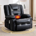 MAHOMICO Swivel Rocker Recliner Chair with Vibration Massage and Heat for Living Room,with Rocking Function and Side Pocket, PU Leather USB Charge Port,2 Cup Holders