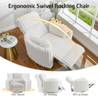 Jocisland Power Rocking Nursery Chair/Swivel Recliner/USB, Cream Corduroy | Oversized Glider Chairs,Corduroy,2 Pillows,USB & Type-C,Reclining Armchair Sofa,Living Room,Bedroom,Nursing