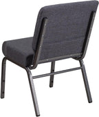 Flash Furniture 4 Pack HERCULES Series 21''W Church Chair in Dark Gray Fabric - Silver Vein Frame
