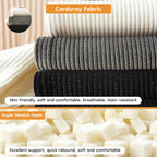 Cloud Large Bean Bag Chair with Ottoman, Corduroy Fabric+35D Memory Foam Big Beanbag Chair for Adults,Lounger Chairs Sofa Boneless Puff Chair for Living Room (Gray)