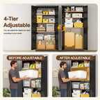 Kitchen Pantry Cabinet, 71”H Metal Storage Cabinet with Doors and 4 Adjustable Shelves, Black Pantry Cabinets for Kitchen, Living Room, Dining Room and Bathroom