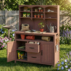 Large Fir Wood Potting Bench with Storage