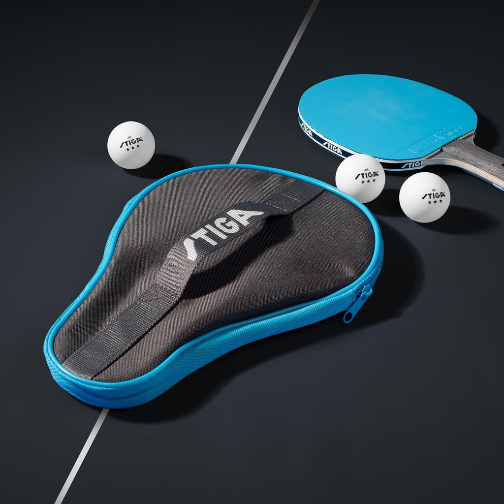STIGA Ping Pong Paddle Cover – Padded Table Tennis Racket Case with Heavy-Duty Vinyl Construction, Zipper Closure, Reinforced Edge Protection for Travel and Storage
