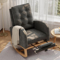 Garvee Modern Nursery Rocking Chair, Linen Upholstered Rocking Chair with Footrest, Comfortable Rocker Recliner with Side Pocket, Rocker Glider for Living Room, Bedroom, Nursing Room, Grey