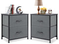 DUMOS Nightstand Set of 2, Small Dresser with 2 Fabric Drawers, End Table | Fabric Bedside Storage Organizer Furniture, 20 Inch Tall Night Stand Side End Table for Dorm, Ash