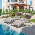 Pool Lounge Chairs Set of 2, Aluminum Outdoor Lounge Chairs, Chaise Lounge Chair, Patio Lounge Chairs, Patio Chaise Lounges, Poolside Lounge Chairs, Sun Lounger, 5 Adjustable Position -Khaki