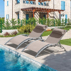 Pool Lounge Chairs Set of 2, Aluminum Outdoor Lounge Chairs, Chaise Lounge Chair, Patio Lounge Chairs, Patio Chaise Lounges, Poolside Lounge Chairs, Sun Lounger, 5 Adjustable Position -Khaki