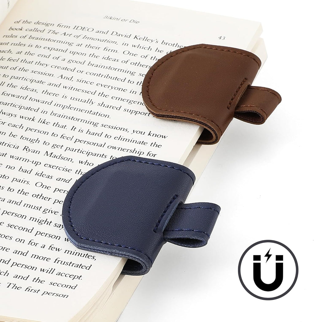 SESENSE Magnetic Pen Holder for Notebook - 3 Pcs Leather Magnetic Bookmarks Holder for Reading Women, Book Lover Gifts for Bookish, Standard Size