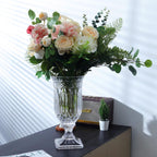 Joeyan 13" Glass Urn Vase,Tall Centerpiece with Ripple Diamond Pattern,Thickened Vase for Home, Wedding Parties