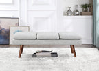 OSP Home Furnishings Amanda Mid-Century Modern Upholstered Bench with Solid Wood Tapered Legs, 54-inches, Grey Fabric