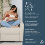 Nurture& The Glider Plus - Premium Nursery Power Recliner | Swivel Chair with Adjustable Head Support and Adjustable Lumbar Support | Built-in USB - The Ultimate Comfort for Nursing, Relaxing (Ivory)