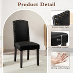 LSSPAID Dining Chairs Set of 6, Modern PU Leather Upholstered Parsons Dining Room Chairs with Bronze Nail Head Trim and Brushed Solid Wood Legs, Black