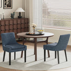 COLAMY Modern Dining Chairs Set of 2, Upholstered Accent Side Leisure Chairs with Mid Back and Wood Legs for Living Room/Dining Room-Blue