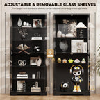 BROTTAR Display Cabinet with Glass Door, 6-Tier 71" Curio Cabinet with 3 Color Lights for Collectibles, Display Case with Adjustable Glass Shelves, Human Body Sensor, Storage Cabinets, Black