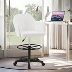 VECELO Drafting Chair with Height-Adjustable, Lumbar Support and Footrest, for Standing Desk Bedroom Vanity Office Living Computer Room, White