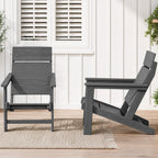 SERWALL Modern Adirondack Chairs, Slatless HDPE Adirondack Chairs, Solid Backrest Plastic Outdoor Chairs Set of 4,Wood-Like Texture-Grey