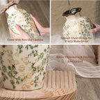Green Vinatge Vase, Gorgeous Pastoral Octagonal Ceramic Flower Vase, Rustic Farmhouse Ice Cracked Large Chinoiserie Floral Vases for Home Decors, Cottage, Coffee Table, Bookshelf, 9.1 Inch