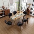 YOUNIKE Dining Chair with High Back Set of 4 Mid Century Modern Kitchen Chair Faux Leather Upholstered Armless Chair 20" Wide Padded Seat with Wooden Legs for Kitchen Dining Living Room Bedroom Black