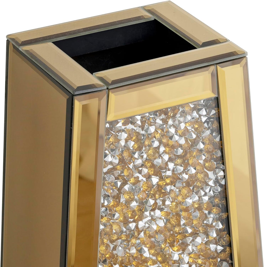 SHYFOY 24" Gold Floor Vase, Crushed Diamond Tall Glass Vase for Floor, Luxury Crystal Mirrored Decorative Flower Vase for Pampas Grass, Office and Home Decor