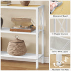 Hoctieon Industrial Console Table, 3 Tier Entryway Tables, Hallway Desk, Narrow Sofa Tables with Shelves, Entrance Table for Entryway, Living Room, Foyer, Hallway, Office, Oak Beige