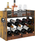 3-Tier Countertop Wine Rack, Coffee Syrup Rack Organizer With Drawer for Coffee Bar, Tabletop Liquor Bottle Display Shelf for Home Kitchens, Restaurants and Bar Counters, Holds up to 18 Bottles