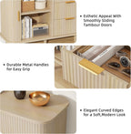 Lulive Natrual Buffet Cabinet, 55" Wide Sideboard Buffet Storage Cabinet with Rolling & Sliding Doors, Modern Bar Cabinet for Kitchen & Dining Room