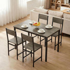 POWERSTONE Industrial Dining Chairs Set of 4, Wooden Kitchen Chairs with Slanted Backrests & Metal Legs, 330lb Capacity, Easy to Assemble, Farmhouse Dinner Seats for Living Room, Restaurant, Oak Grey