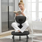 Cross Legged Office Chair with Wheels, Ergonomic Kneeling Chair with Lumbar Support and Adjustable Height for Meditation, ADHD Desk & Yoga