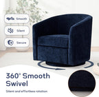 Zihanhome Chenille Swivel Accent Chair, Living Room Chairs, No Assembly Upholstered Armchair, 360°Rotating Barrel Chair for Bedroom, Apartment & Reading Nook (1, Dark Blue)