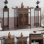 Meditation Shrine Buddhist Altar Table - Buddha Pooja Spiritual Prayer for Saints At Home Greek Altar Catholic Loved Ones Ancestral Counter for My Jesus Ofrenda Table,Walnut/47.2Inch