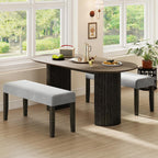 Giantex 42" Upholstered Dining Bench with Velvet Padded Seat, Rubber Wood Legs, 800 Lbs Capacity, Entryway Bench for Bedroom End of Bed, Dining Room, Hallway, Living Room, Kitchen (Grey, 1-Pack)