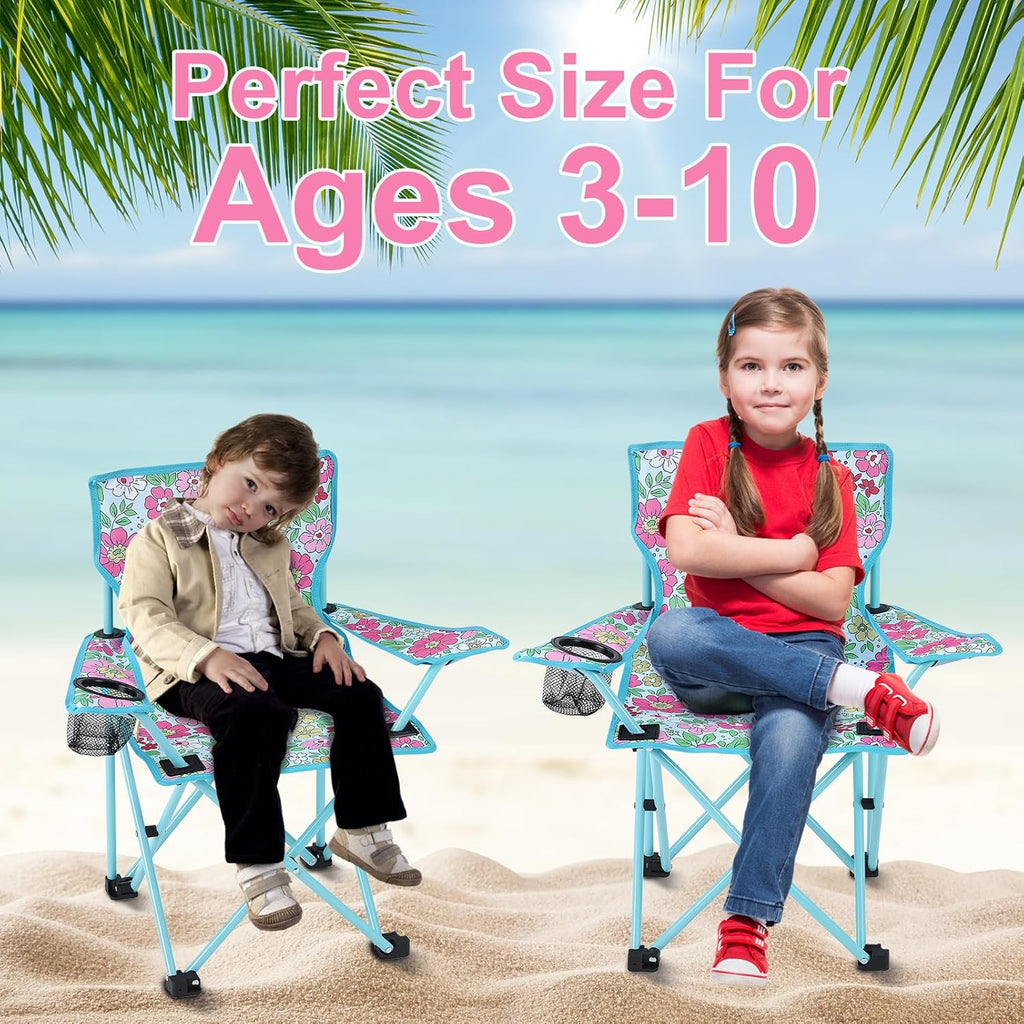 KABOER Kids Outdoor Folding Lawn and Camping Chair with Cup Holder and Carrying Bag, Children's Camping Chairs